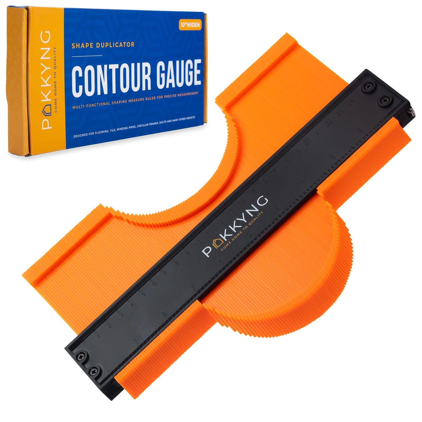 Contour Gauge Profile Tool With Lock - 3 Pack 10+5 Inch Widen with Bonus Angle Ruler
